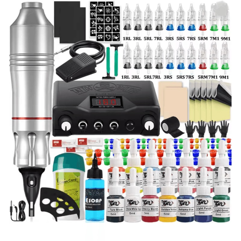 Complete Tattoo Pen Machine Kit Rotary Cartridge Tattoo Starter Set 4
