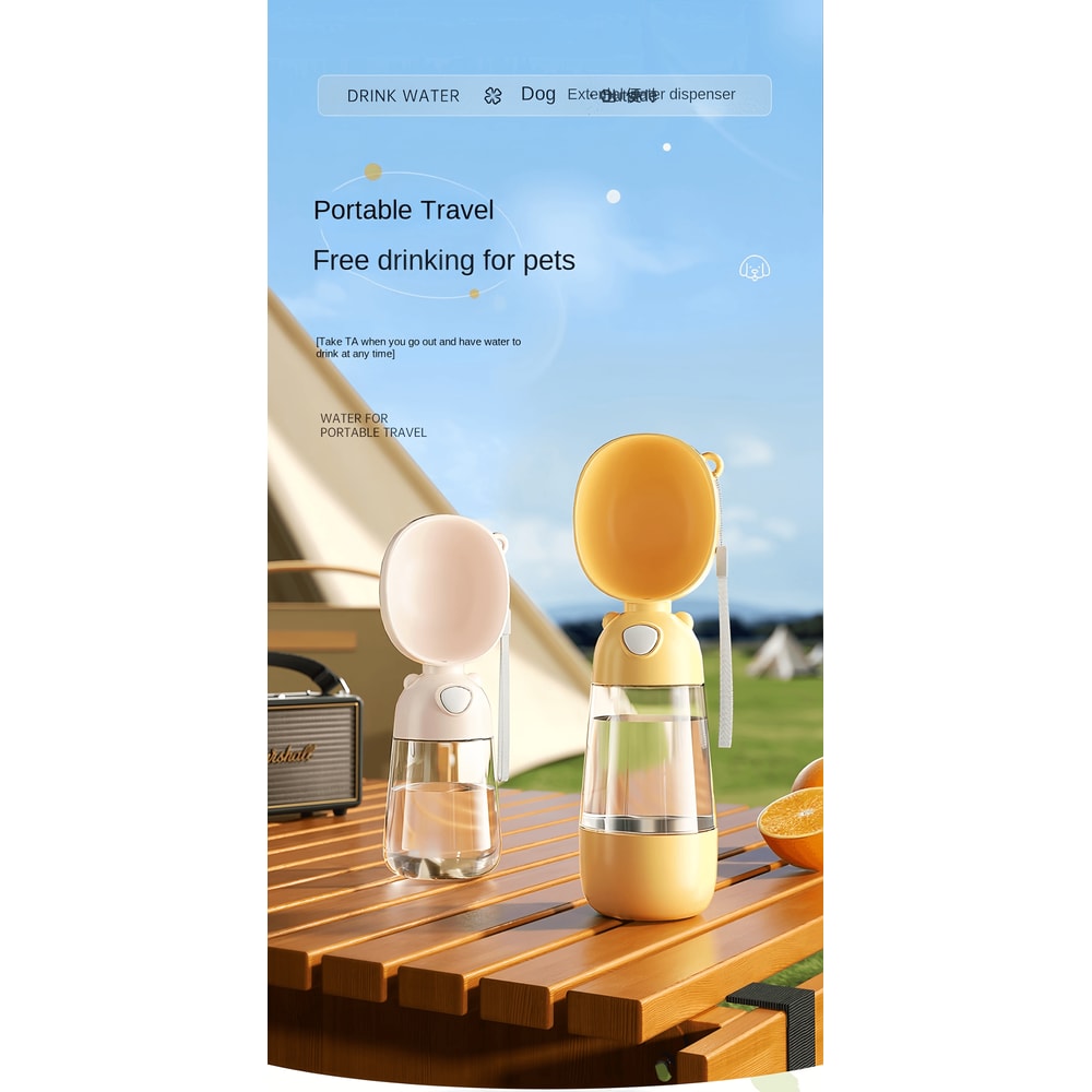 Portable Dog Water Bottle With Food Dispenser Travel Pet Bowl 0