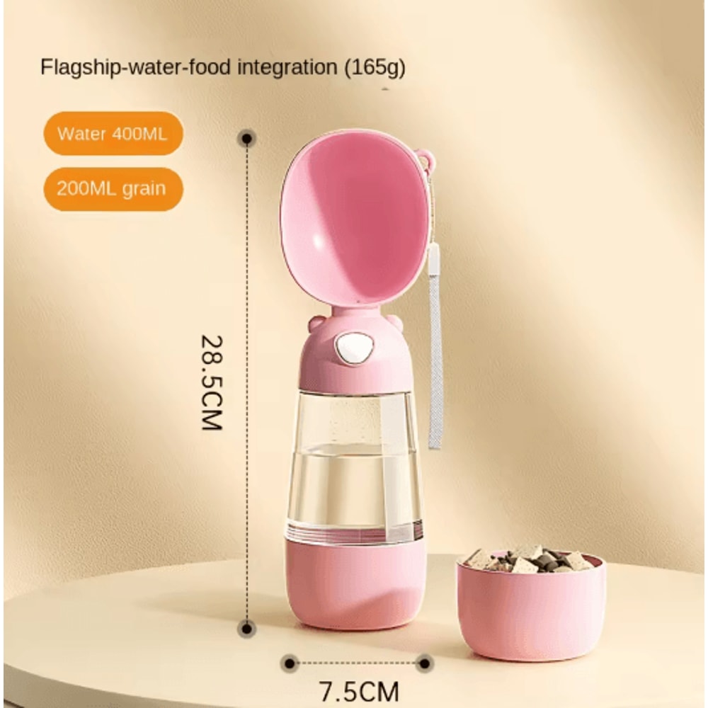 Portable Dog Water Bottle With Food Dispenser Travel Pet Bowl 2