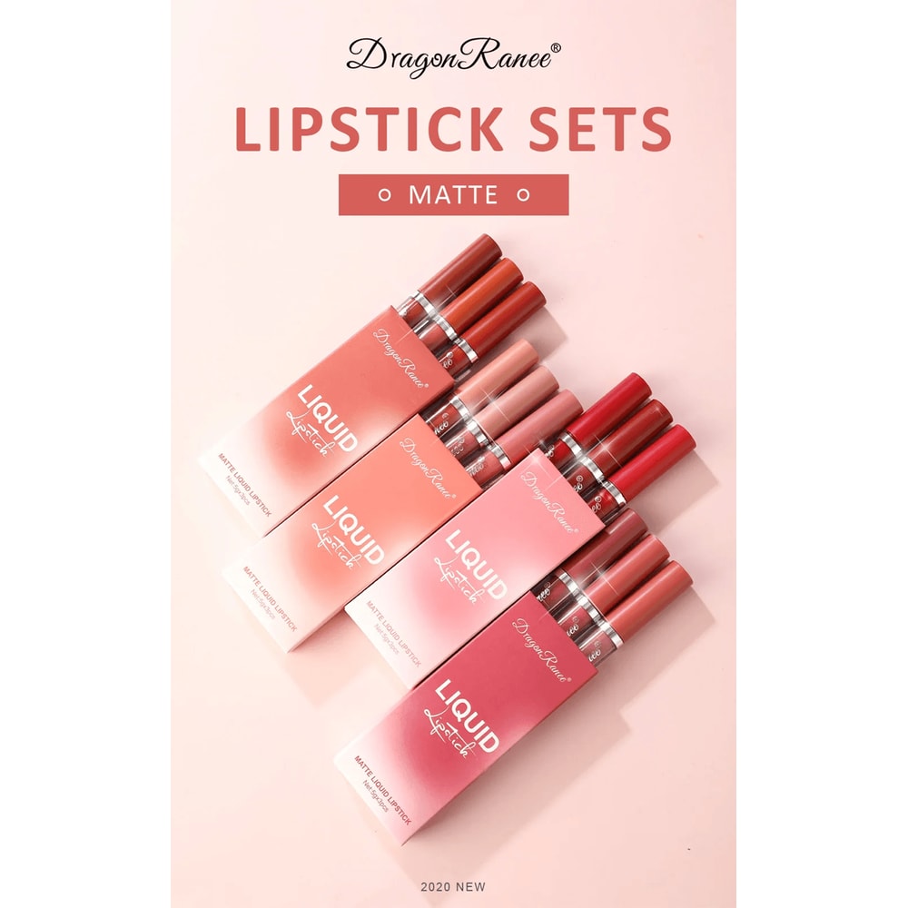 3 Piece Long Lasting Liquid Lipstick Set Matte Waterproof Finish 0