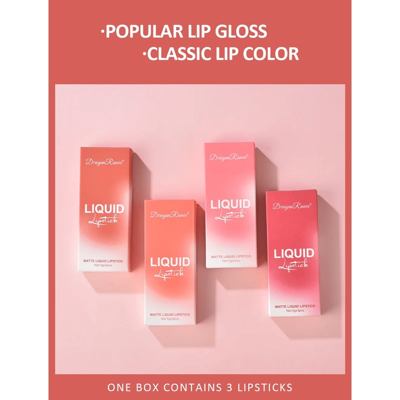 3 Piece Long Lasting Liquid Lipstick Set Matte Waterproof Finish 2
