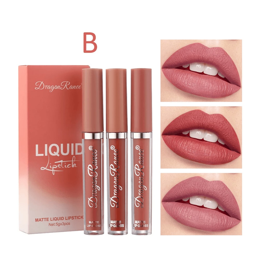 3 Piece Long Lasting Liquid Lipstick Set Matte Waterproof Finish 4