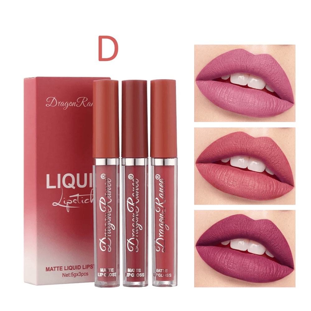 3 Piece Long Lasting Liquid Lipstick Set Matte Waterproof Finish 6