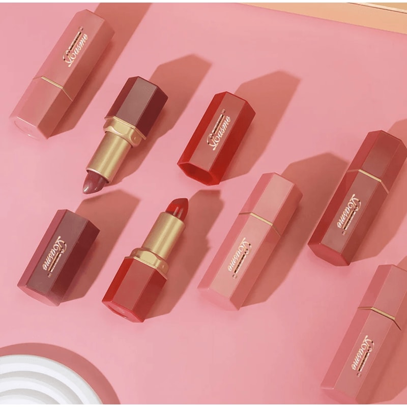 6 Color Gold Tube Matte Velvet Lipstick Set With Pearlescent Finish 2