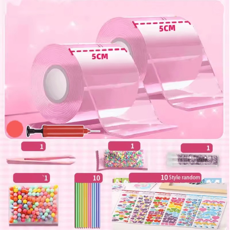 Nano Bubble Tape Stress Relief Toy Reusable Double Sided Nano Glue Set 11