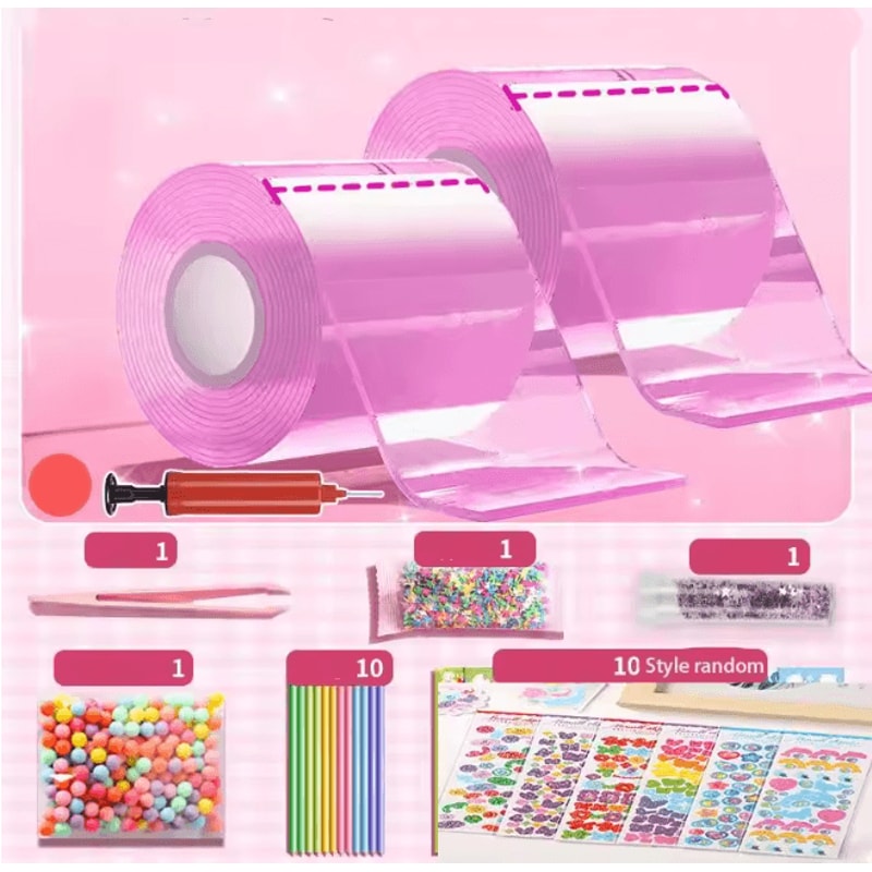 Nano Bubble Tape Stress Relief Toy Reusable Double Sided Nano Glue Set 13