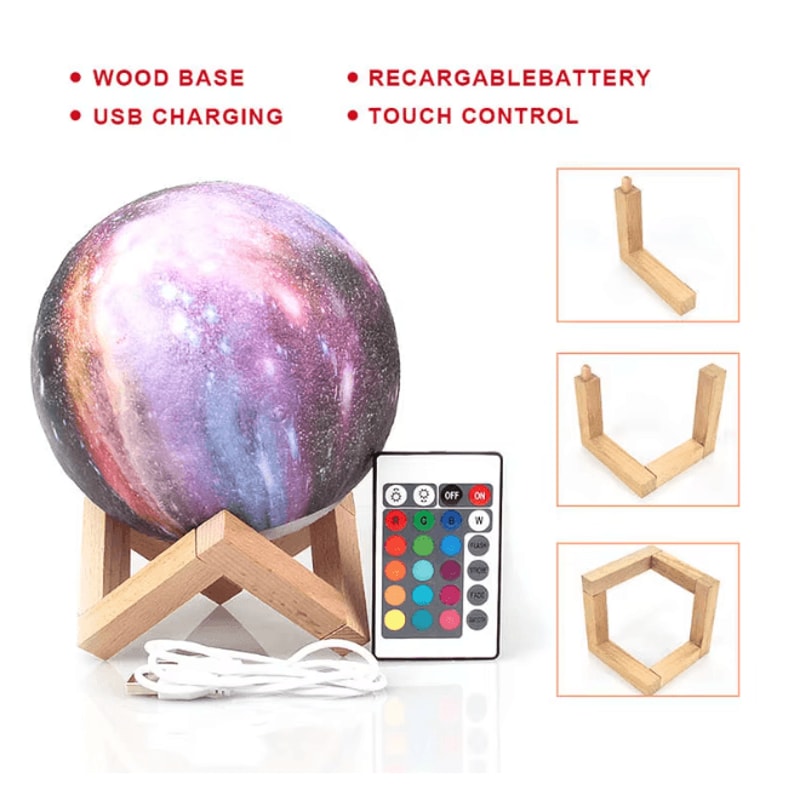 3D Moon Lamp LED Night Light With Remote Rechargeable Bedroom Decor 2