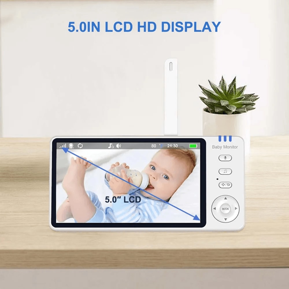 5 Inch Video Baby Monitor With Camera And Temperature Sensor 2
