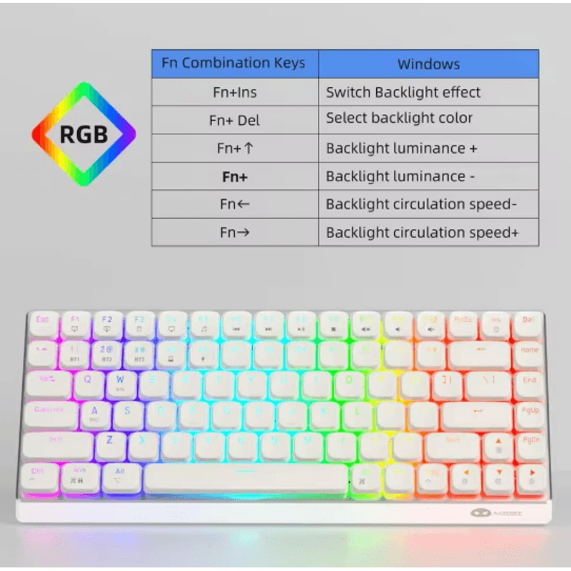 Moon84 Wireless RGB Mechanical Keyboard With Triple Mode Connectivity 1