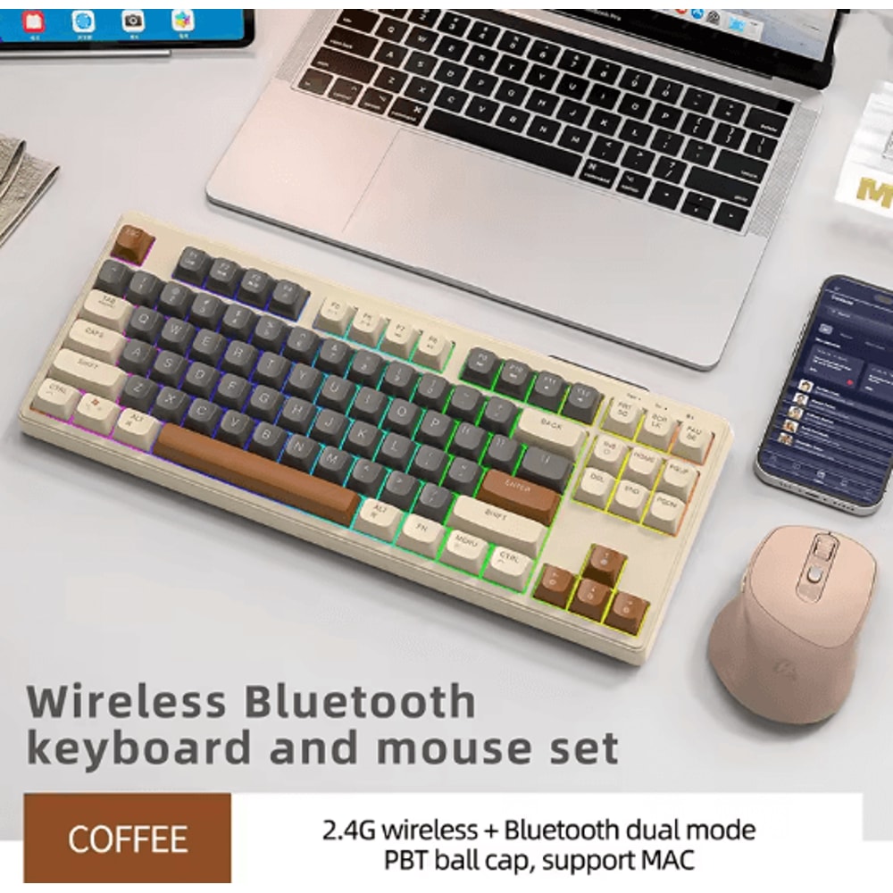 M87 Wireless Gaming Keyboard 87 Keys Bluetooth RGB Mechanical Style 5