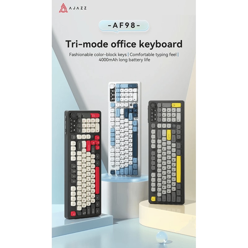 AJAZZ AF98 Wireless RGB Mechanical Feel Keyboard With Three Mode Connectivity 0