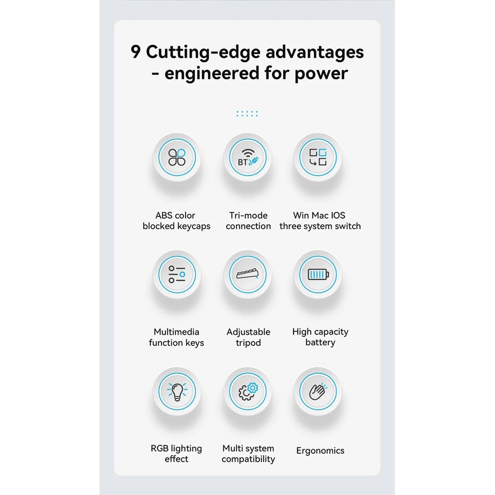 AJAZZ AF98 Wireless RGB Mechanical Feel Keyboard With Three Mode Connectivity 1