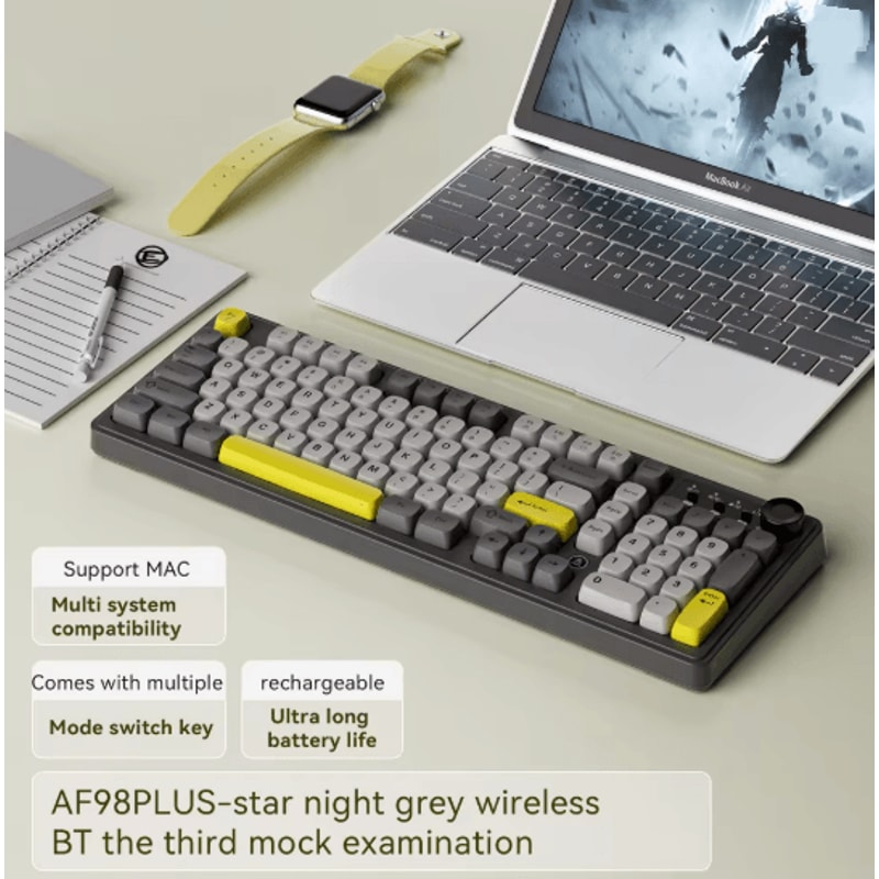 AJAZZ AF98 Wireless RGB Mechanical Feel Keyboard With Three Mode Connectivity 7