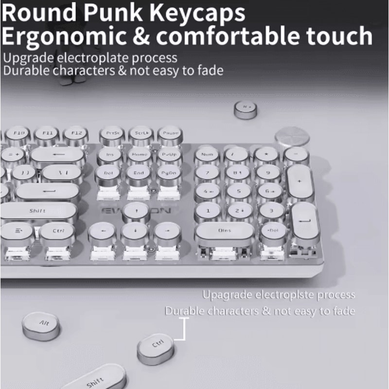 EWEADN V20 Typewriter Mechanical Gaming Keyboard With LED Backlit 104 Keys 3