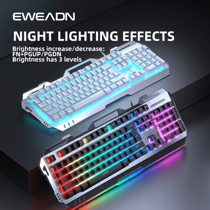 EWEADN GX80Z Silent Gaming Keyboard 104 Key Wired All Metal Backlit 0
