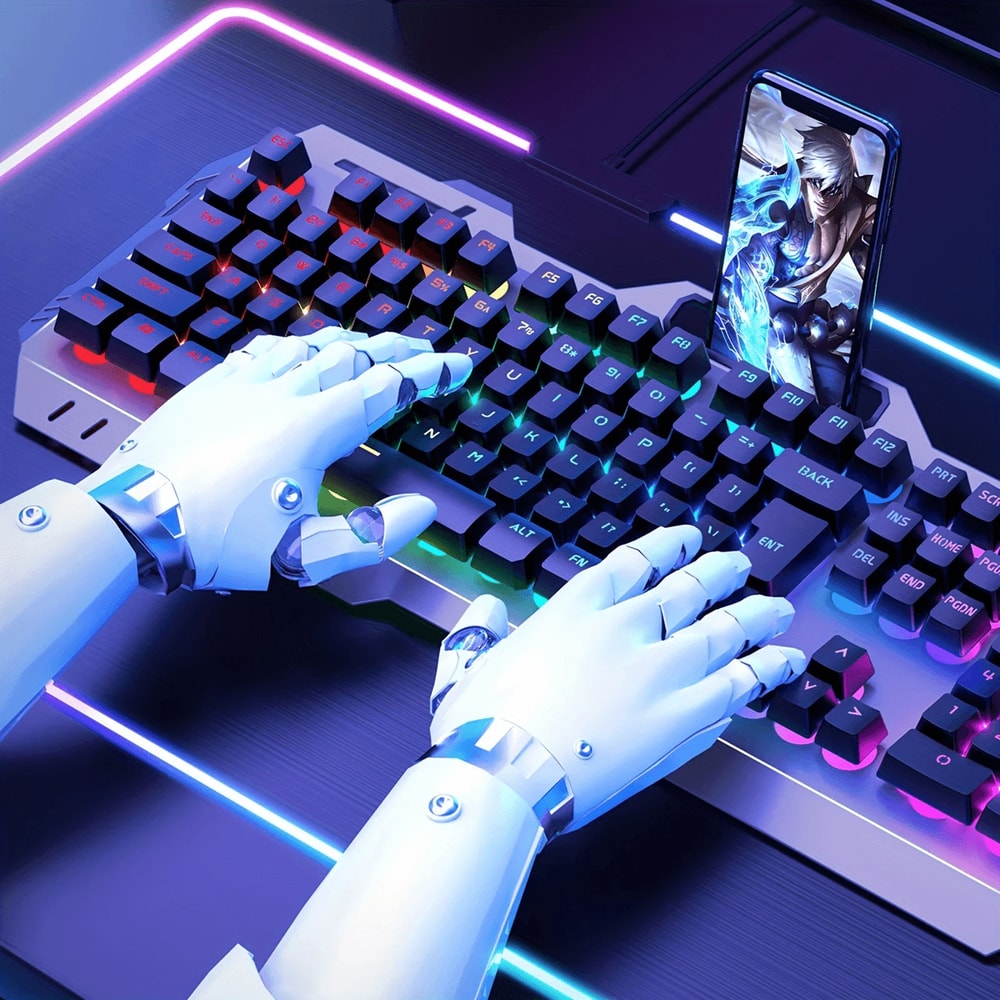 EWEADN GX80Z Silent Gaming Keyboard 104 Key Wired All Metal Backlit 2