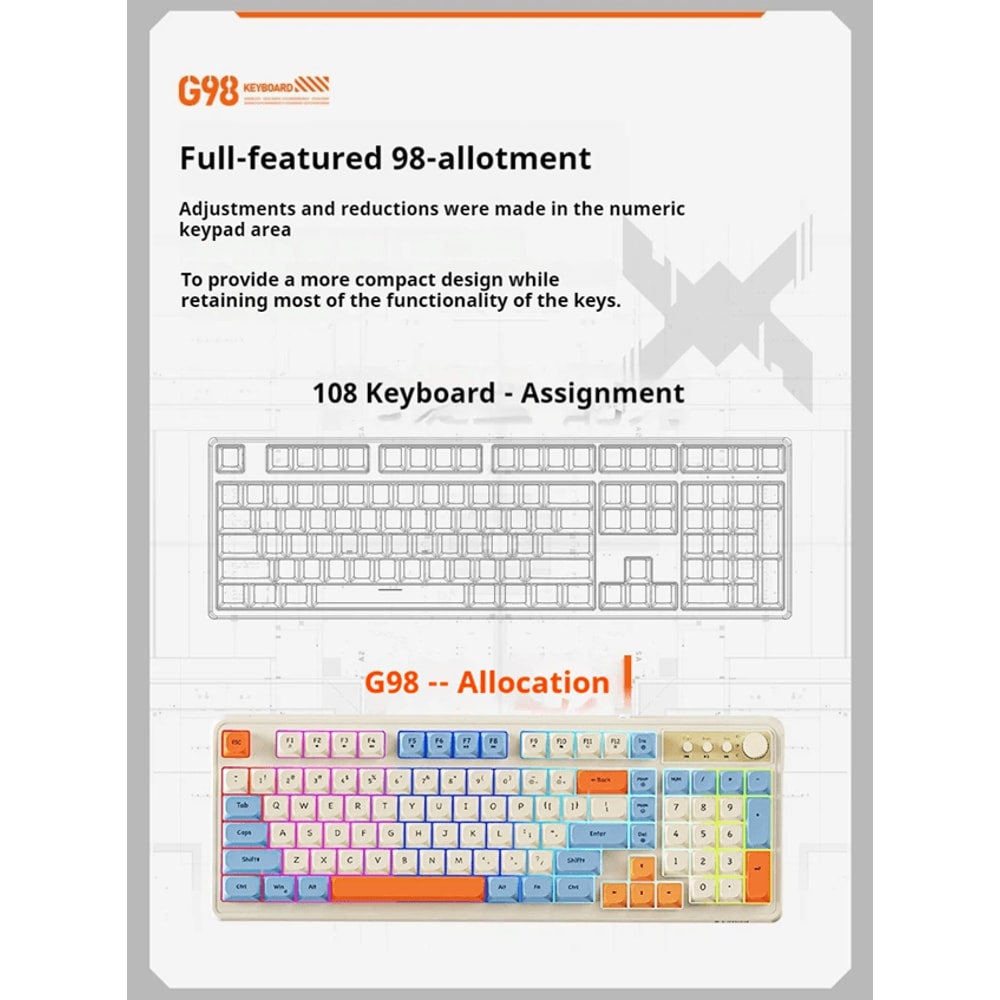 EWEADN G98 Rainbow Backlit Wired Gaming Keyboard With Numeric Keypad 1