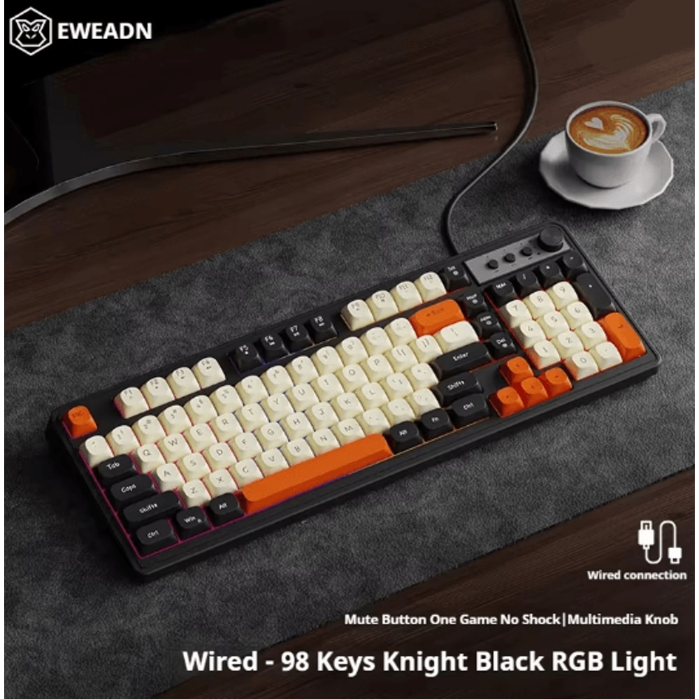 EWEADN G98 Rainbow Backlit Wired Gaming Keyboard With Numeric Keypad 2