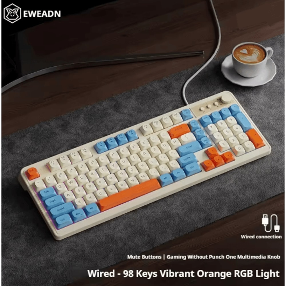EWEADN G98 Rainbow Backlit Wired Gaming Keyboard With Numeric Keypad 3