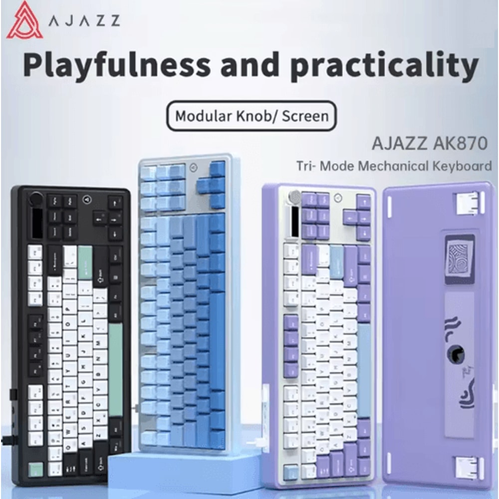 Ajazz AK870 Wireless RGB Mechanical Keyboard 84 Key Hot Swap With TFT Display 0