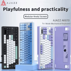 ajazz ak870 wireless rgb mechanical keyboard 84 key hot swap with tft display