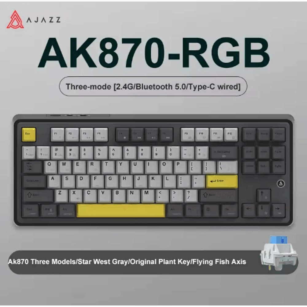 Ajazz AK870 Wireless RGB Mechanical Keyboard 84 Key Hot Swap With TFT Display 3