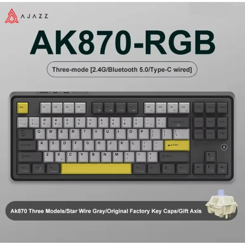 Ajazz AK870 Wireless RGB Mechanical Keyboard 84 Key Hot Swap With TFT Display 5