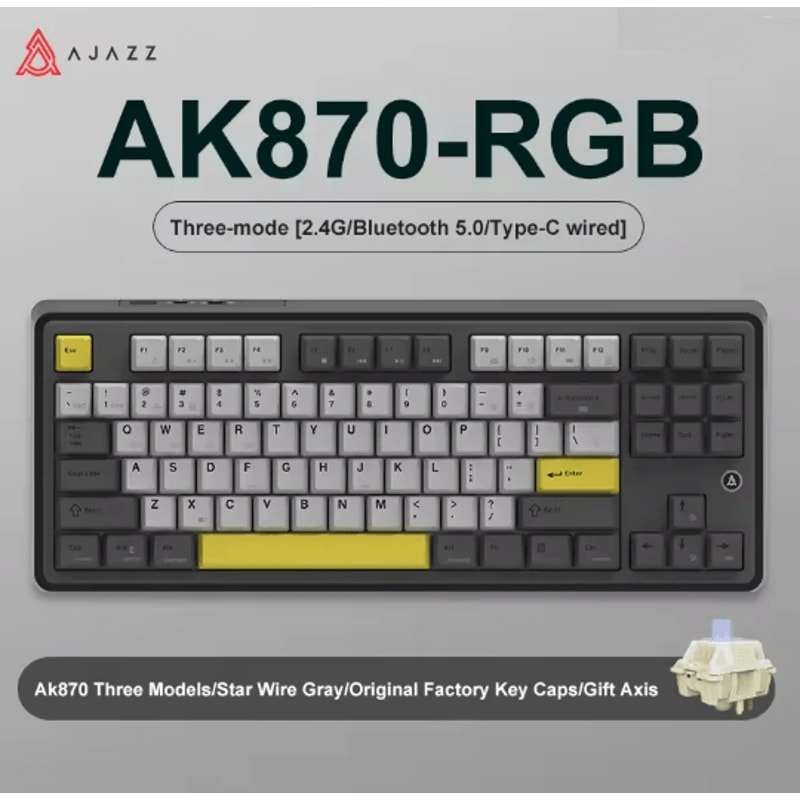 Ajazz AK870 Wireless RGB Mechanical Keyboard 84 Key Hot Swap With TFT Display 5