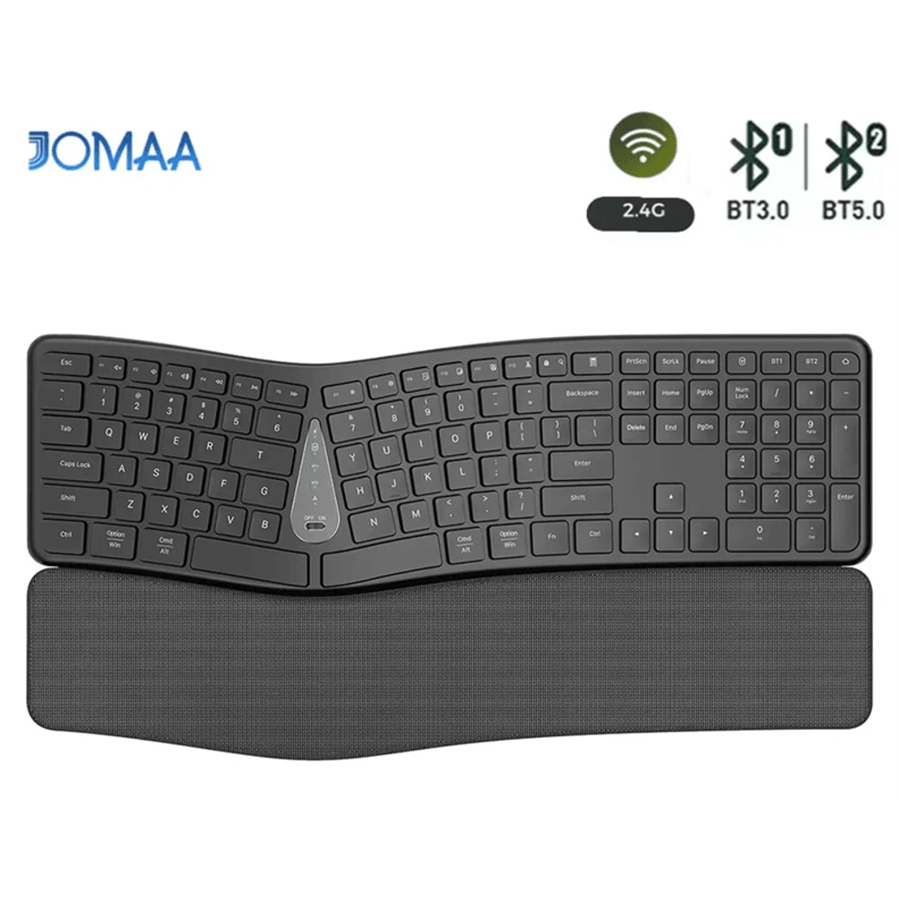 JOMAA Wireless Ergonomic Keyboard With Palm Rest Full Size Split Design 0