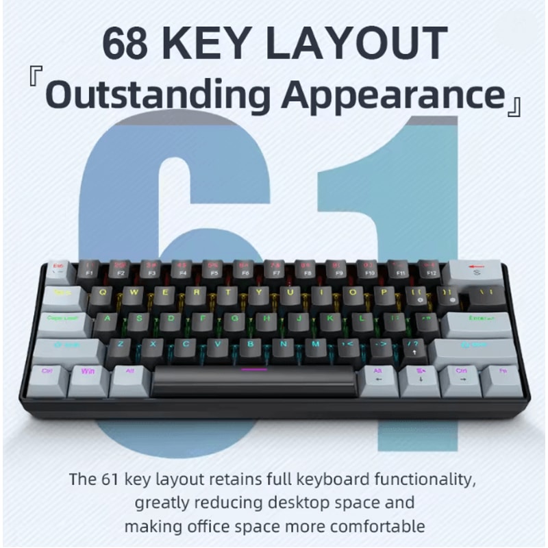 APAYADO K61 Mini Mechanical Keyboard 60 Percent Gaming Keyboard With RGB 0