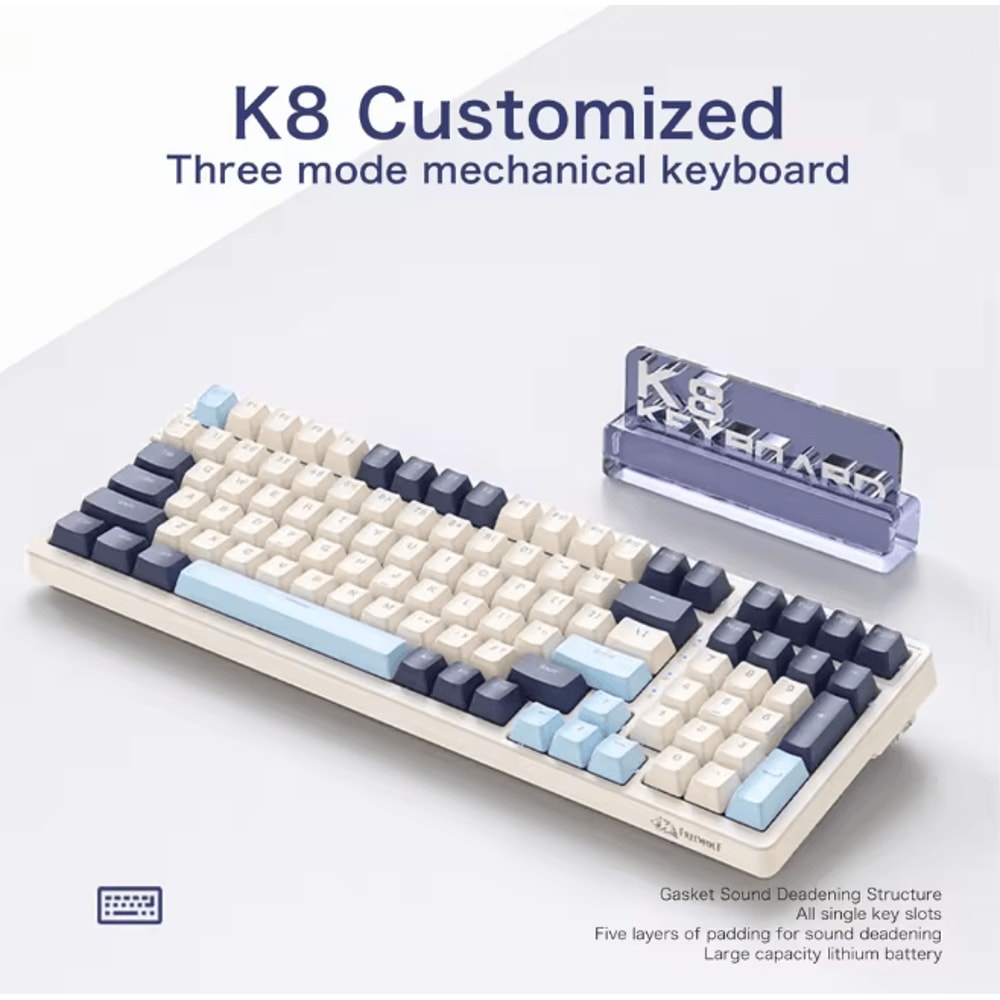 K8 100 Key Wireless Mechanical Keyboard Tri Mode Hot Swappable Gasket Design 3