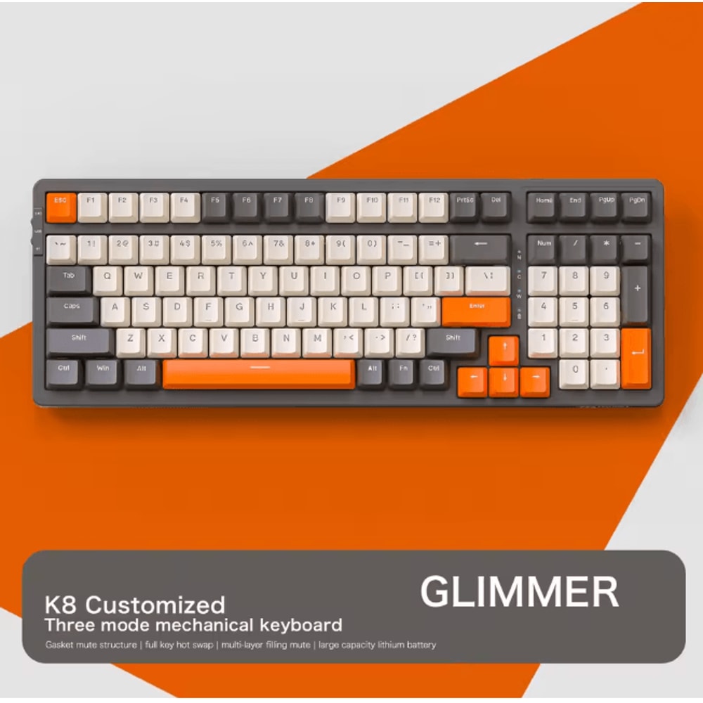 K8 100 Key Wireless Mechanical Keyboard Tri Mode Hot Swappable Gasket Design 4