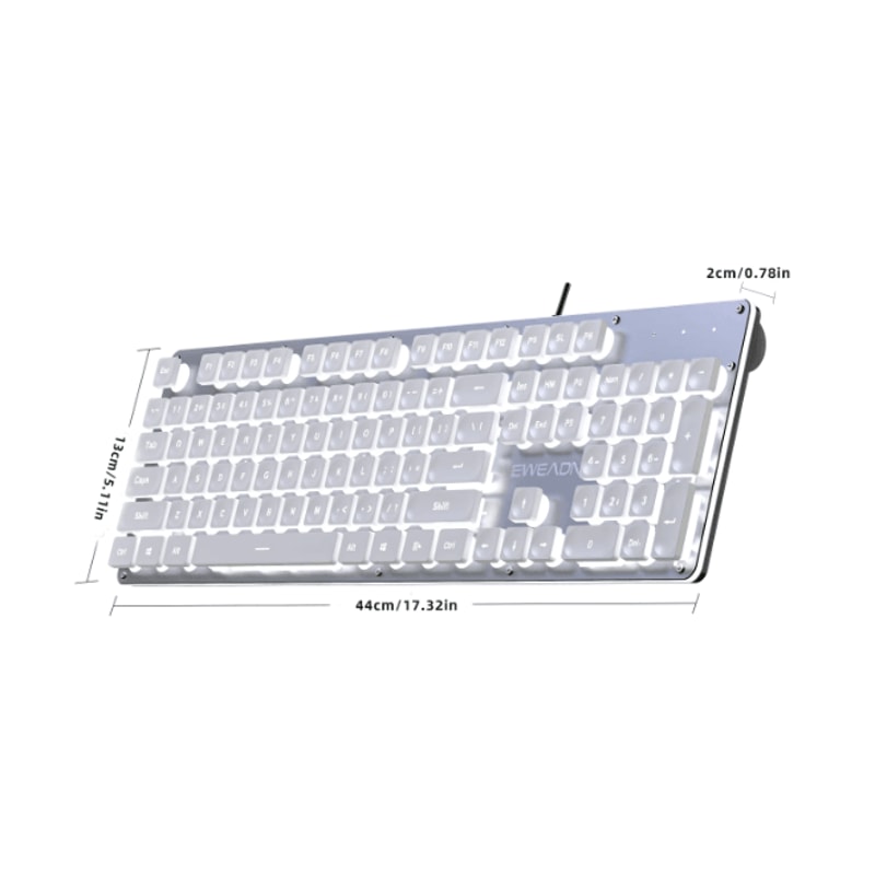 EWEADN GX710S Silent Office Keyboard 104 Key Wired Metal Panel Keyboard 2