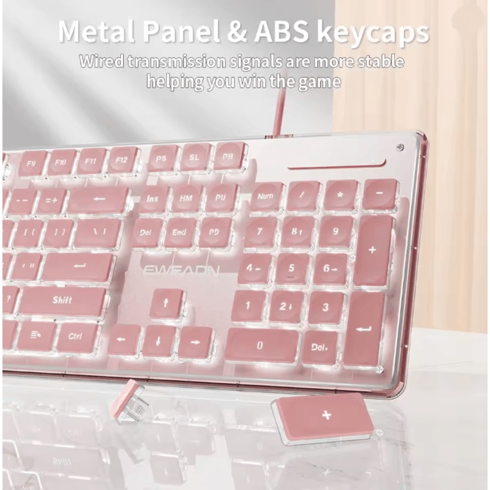 EWEADN GX710S Silent Office Keyboard 104 Key Wired Metal Panel Keyboard 4