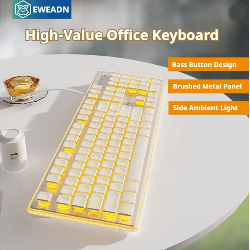 EWEADN GX710S Silent Office Keyboard 104 Key Wired Metal Panel Keyboard 5