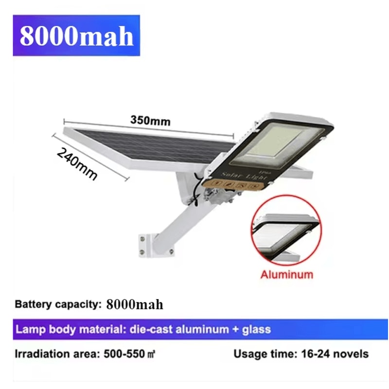 High Power Solar Street Light 8000mAh Waterproof Outdoor Wall And Garage Lamp 4