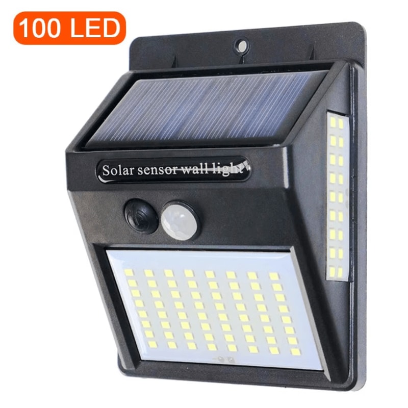 3 Sided Solar Motion Sensor Light 100 LED Outdoor Waterproof Wall Lamp 0