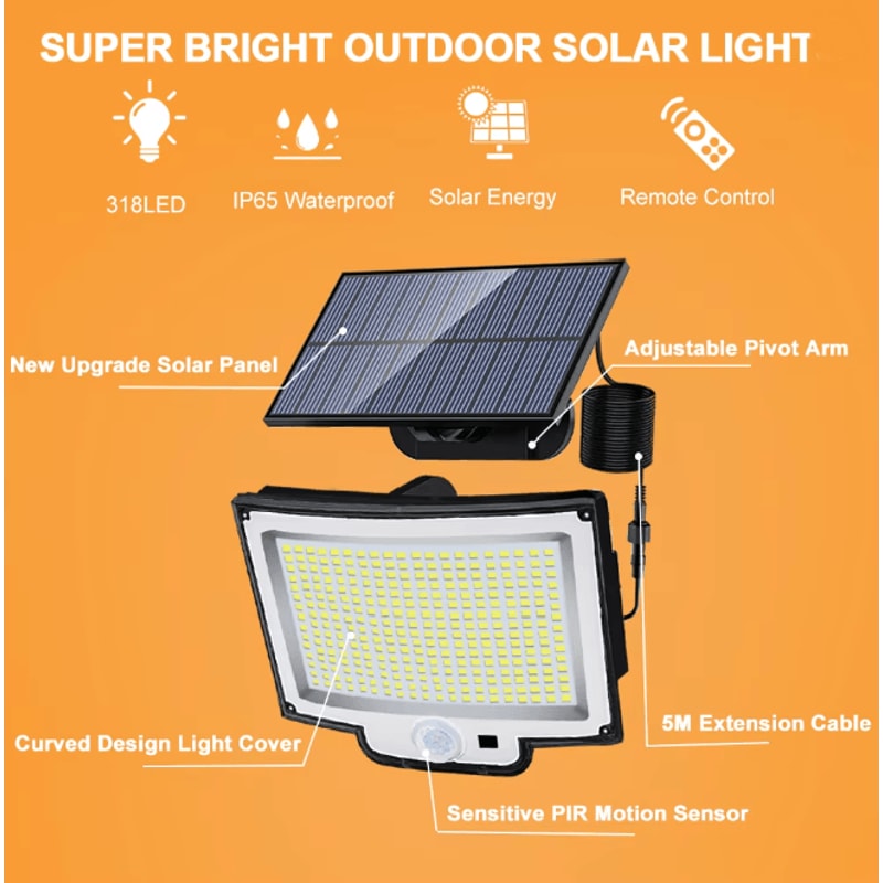 UltraBeam Solar Motion Flood Light With Remote Control 1