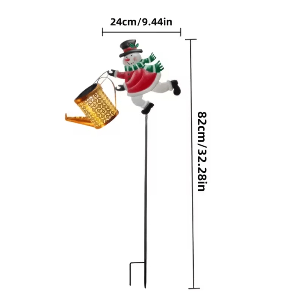 FrostGlow Solar Snowman Watering Can Garden Light 2