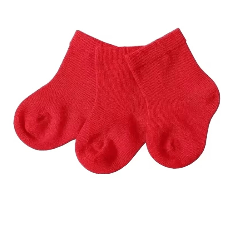 CozyCore Red Baby Socks 3 Pair Set For Boys And Girls 3