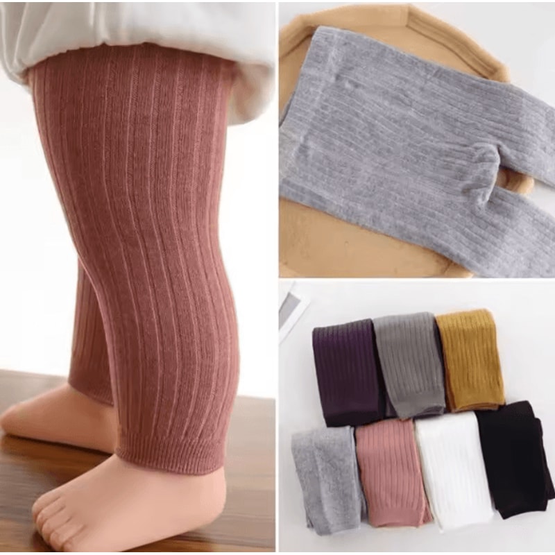SoftCotton Girls Leggings Baby Solid Color Tights For Spring And Autumn 0