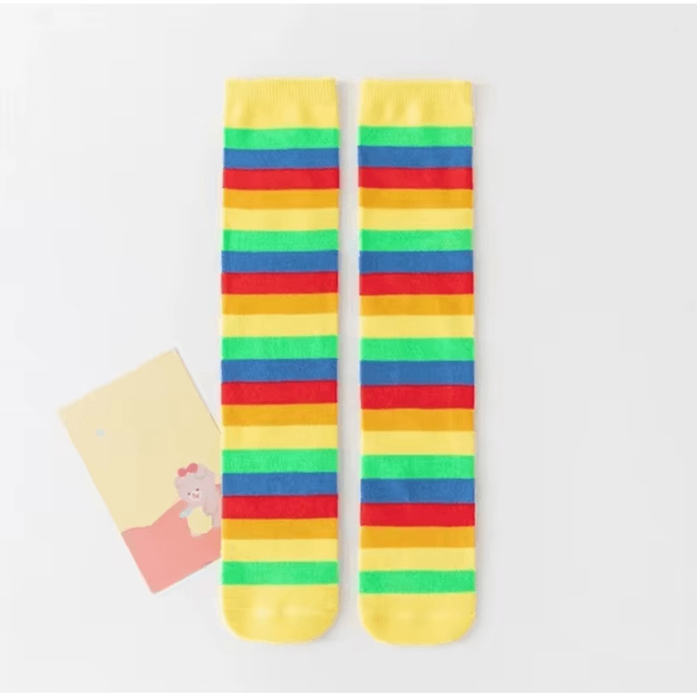 Rainbow Stripe Knee High Socks For Girls Fun Cosplay Party Stockings 6