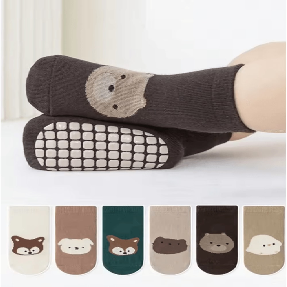 SmileGrip Baby Non Slip Floor Socks 6 Pair Set For Boys And Girls 1
