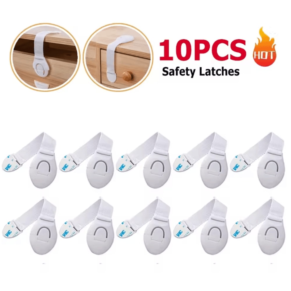 SecureFlex Child Safety Strap Locks No Drill Cabinet And Drawer Protection 9