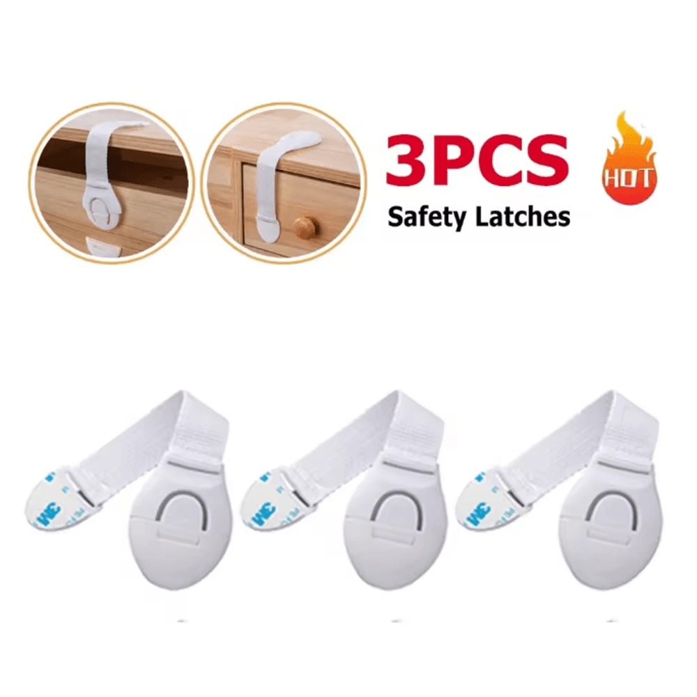 SecureFlex Child Safety Strap Locks No Drill Cabinet And Drawer Protection 4