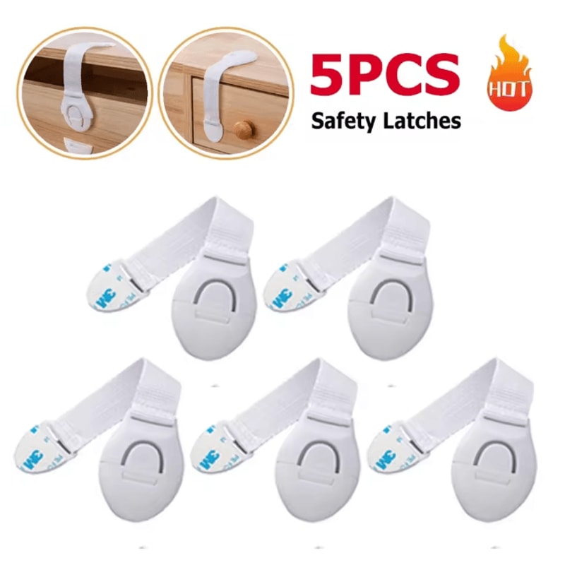 SecureFlex Child Safety Strap Locks No Drill Cabinet And Drawer Protection 5