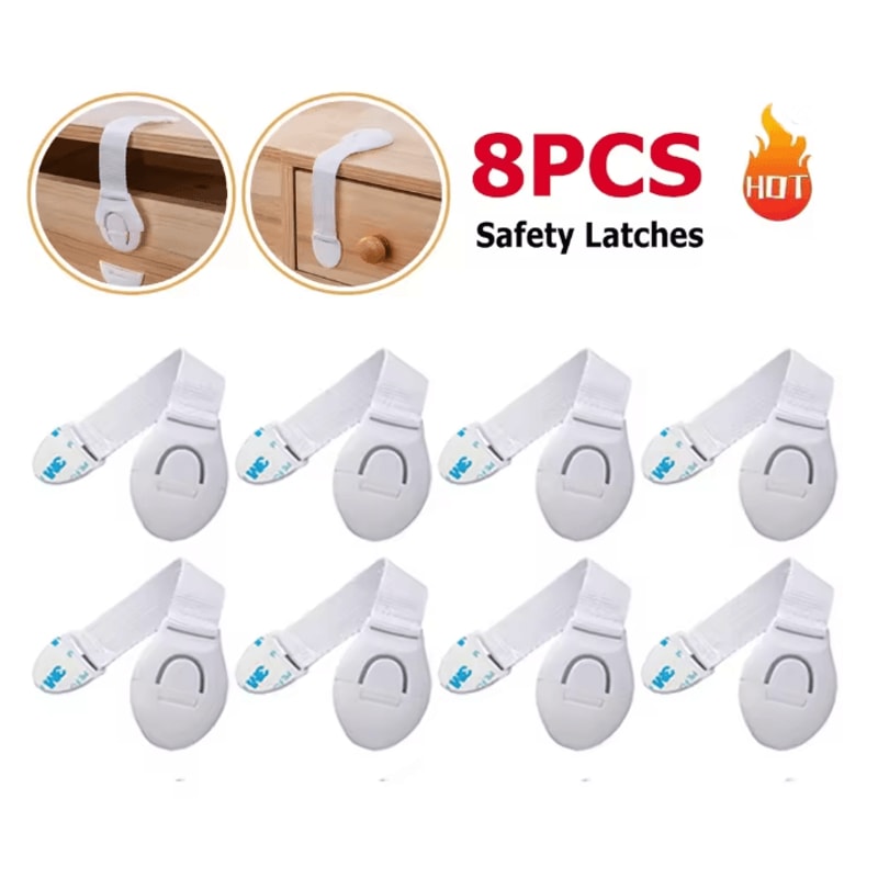SecureFlex Child Safety Strap Locks No Drill Cabinet And Drawer Protection 6