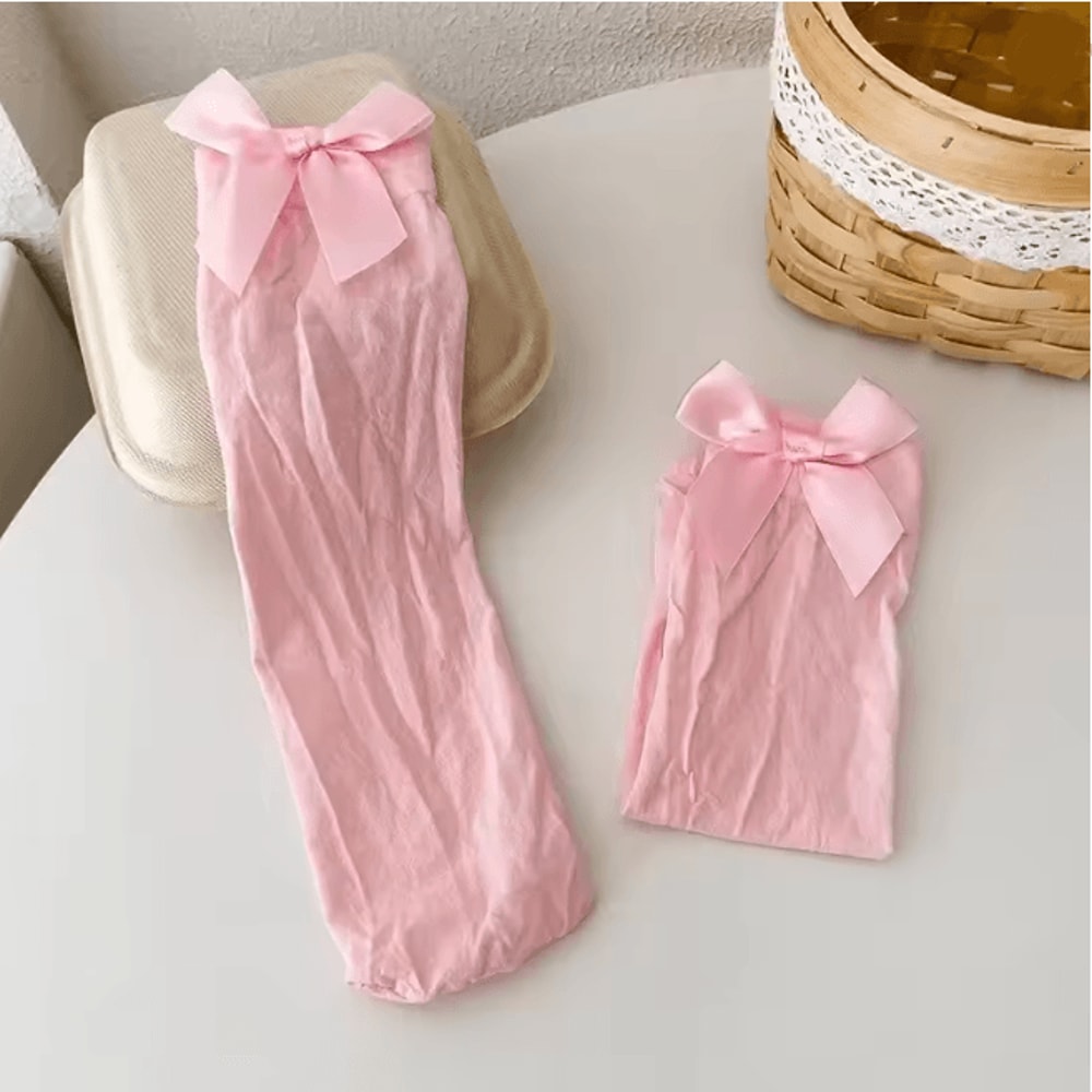 Velvet Princess Bow Knee High Socks For Girls Soft Lolita Style 5