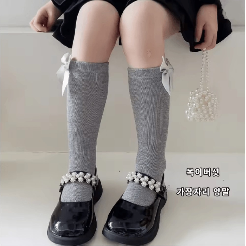 Velvet Princess Bow Knee High Socks For Girls Soft Lolita Style 10
