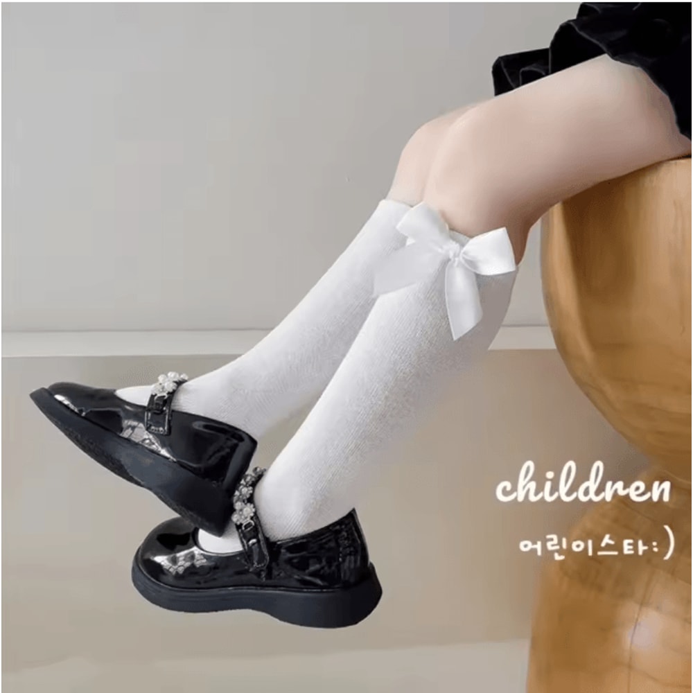 Velvet Princess Bow Knee High Socks For Girls Soft Lolita Style 8